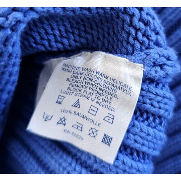 Lands' End Snowflake Turtleneck Knit Sweater Women's Size S 100% Cotton Holiday - Picture 8 of 8